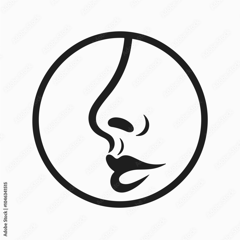 Silhouette of lips and nose of a lady Silhouette of lips and nose of a lady