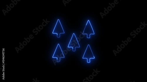 Neon arrow loading icon and uploading animation. Neon arrow showing the direction on a transparent backgroudnd photo