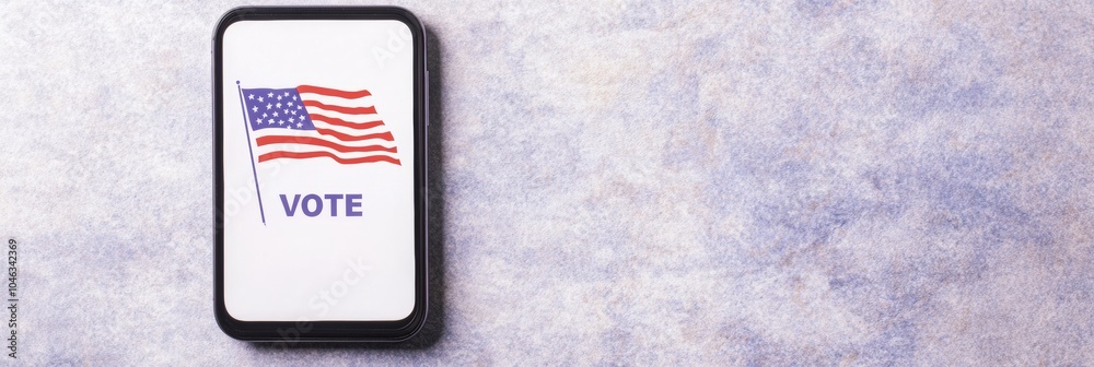 Obraz premium American Flag Voting Concept on Mobile Device Against Textured Background