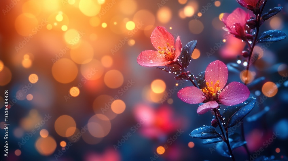 A close up of a pink flower with a blurry background. Generative AI