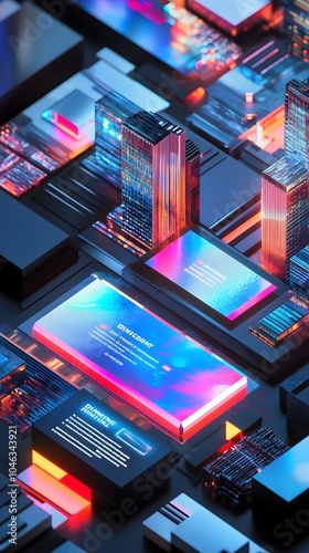 Dynamic Dimensional Business Card with Holographic Accents and Futuristic Geometric Design photo