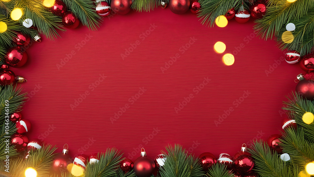 Red Christmas Background with Red Ornaments and Copy Space, celebration background, Christmas greeting background.
Red Christmas Background with Red Ornaments and Copy Space, celebration background, Christmas greeting background.