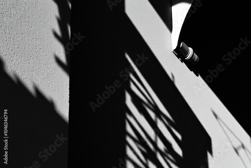 Shadowed Architectural DetailA black and white image of architec photo