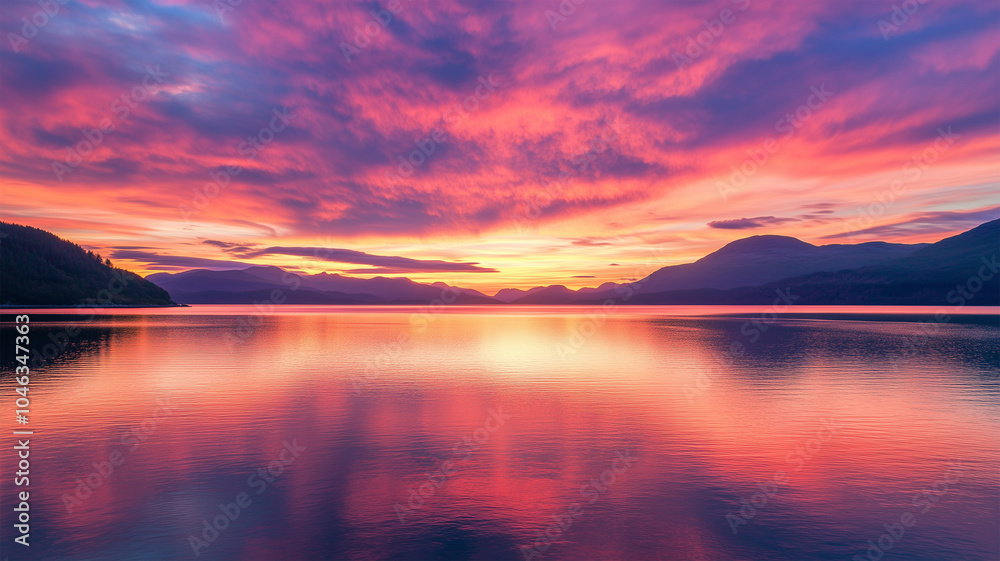 Naklejka premium 青空と朝焼けの海