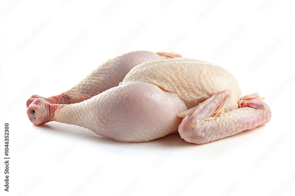 Raw fresh chicken, clipping path, on white background, isolated