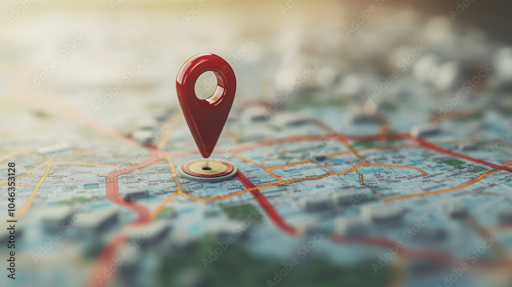 red marker pinned on the 3d map red marker pinned on the 3d map