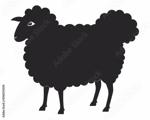 illustration of sheep silhouette vector black 