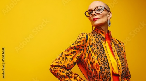 Elegant Elderly Woman in Modern Fashionable Clothing, Portrait of a Stylish Senior Citizen Generative AI