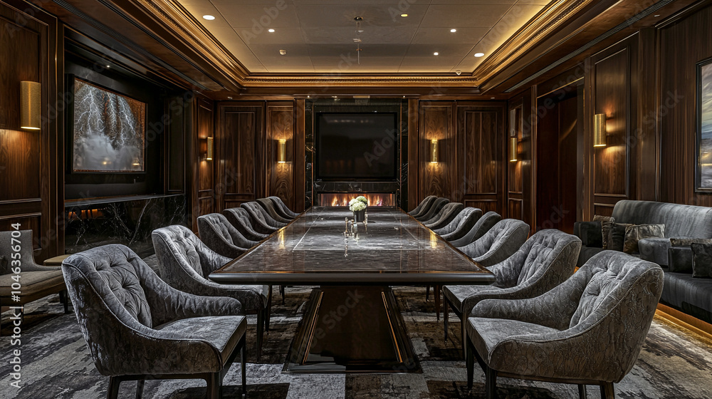 Fototapeta premium A luxurious meeting lounge with plush velvet seat