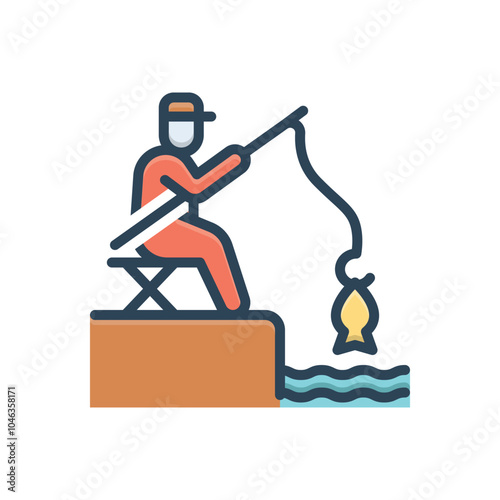 Color illustration icon for fishing