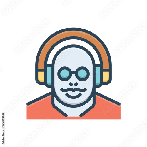 Color illustration icon for listening music
