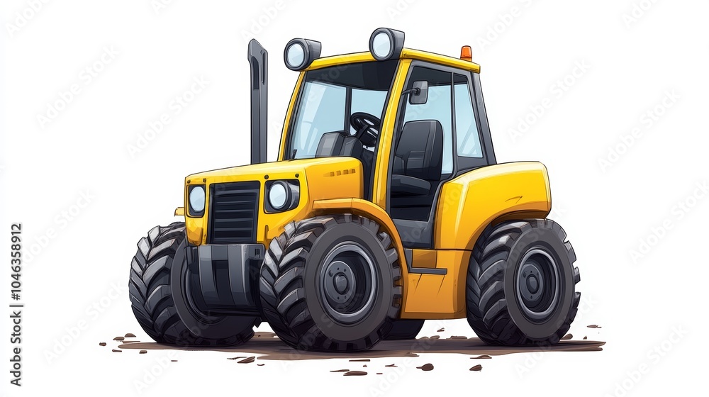 Forklift in Action on a White Background Generative AI Forklift in Action on a White Background Generative AI