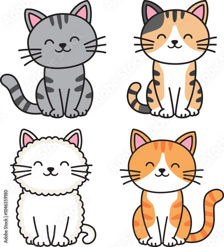 Cute cats on a white background	
