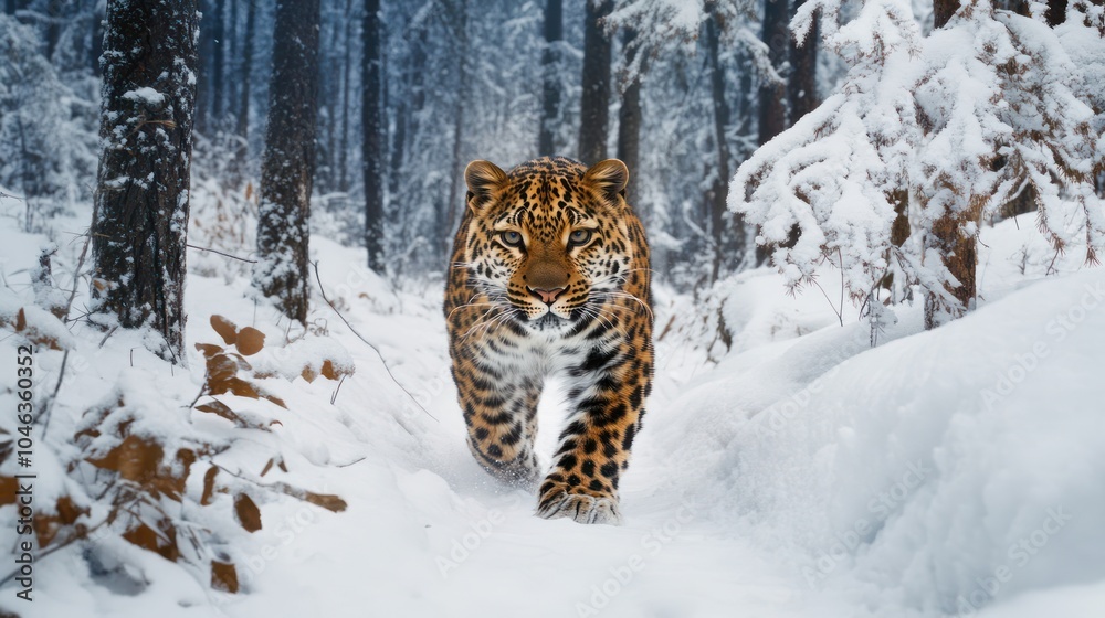 Amur Leopard in the Snowy Taiga Amur Leopard in the Snowy Taiga