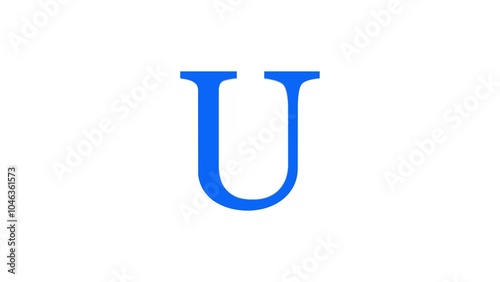 3d U letter logo loopable blue color white background