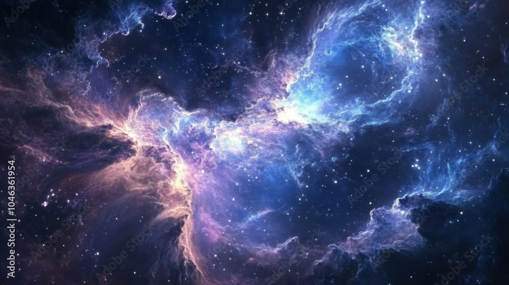 An abstract cosmic energy cloud dances in vibrant blues and purples, creating intricate patterns that glow like a nebula, seamlessly blending against the deep black of space. An abstract cosmic energy cloud dances in vibrant blues and purples, creating intricate patterns that glow like a nebula, seamlessly blending against the deep black of space.