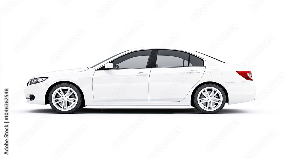 Fototapeta premium Sleek White Sedan Side View