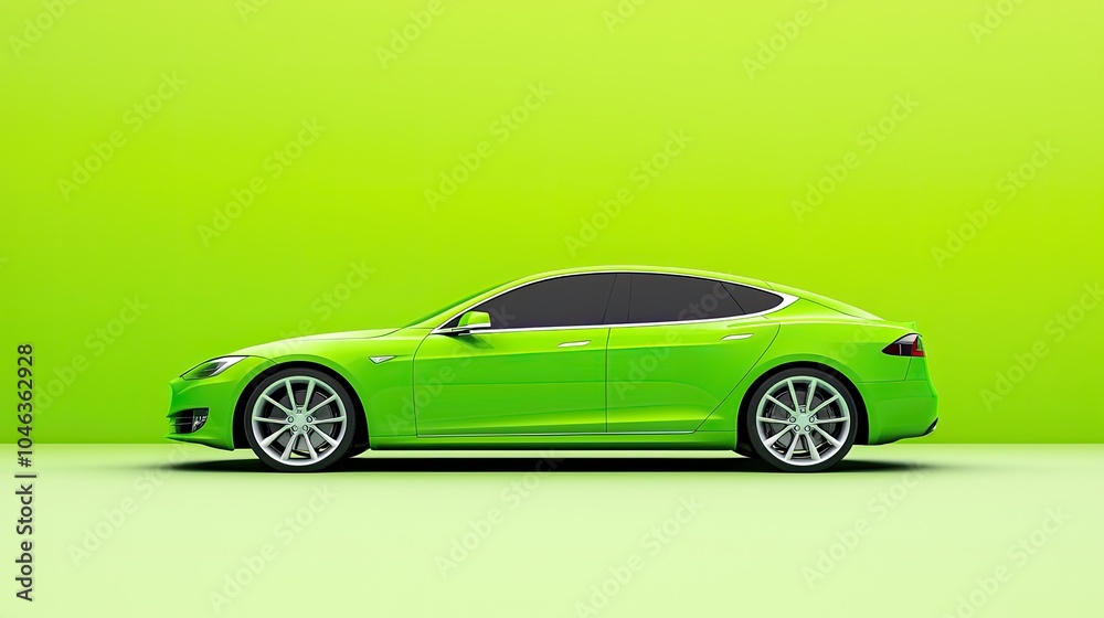 Vibrant Green Electric Car Vibrant Green Electric Car