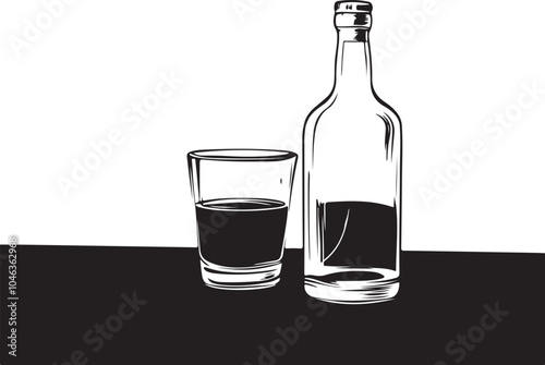 bottle and glass vector