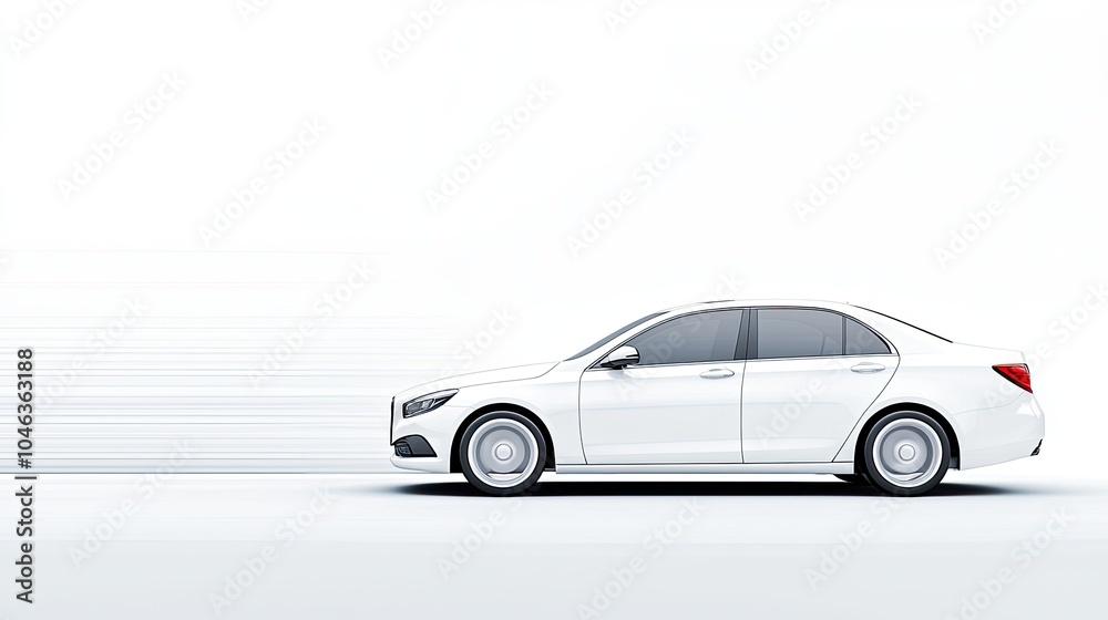 Fototapeta premium Sleek White Sedan in Motion
