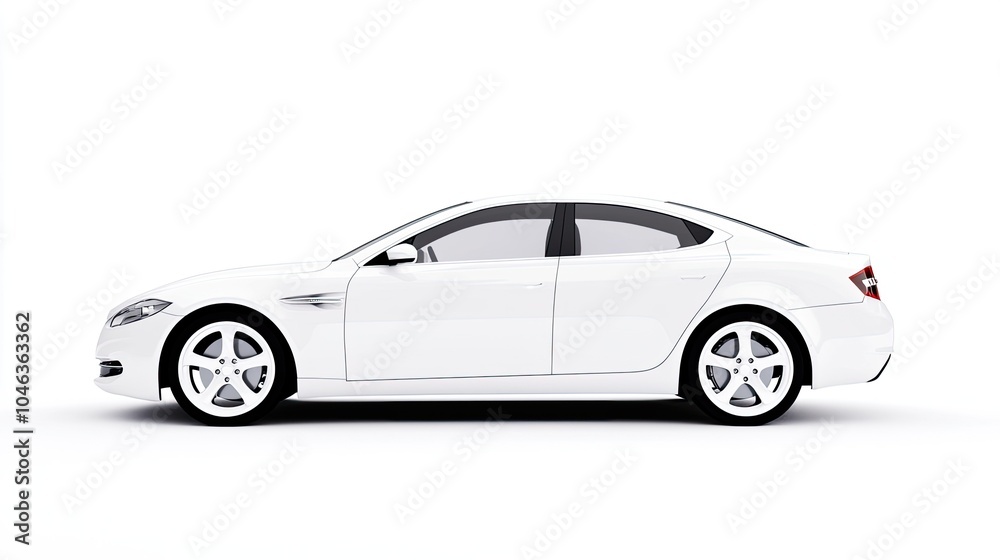 Modern White Sedan on a Minimalist Background Modern White Sedan on a Minimalist Background