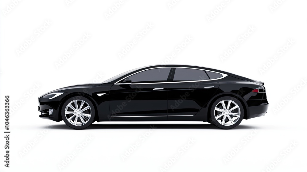 Fototapeta premium Sleek Black Electric Sedan