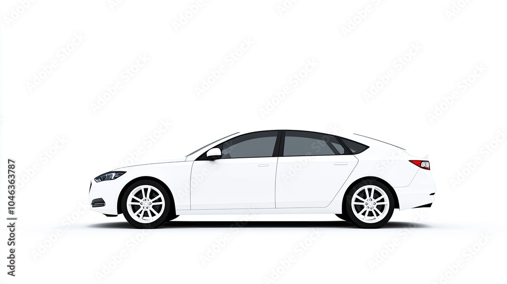 Fototapeta premium Sleek White Sedan Profile