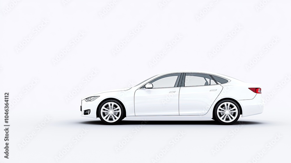 Fototapeta premium Sleek White Sedan on Minimalist Background
