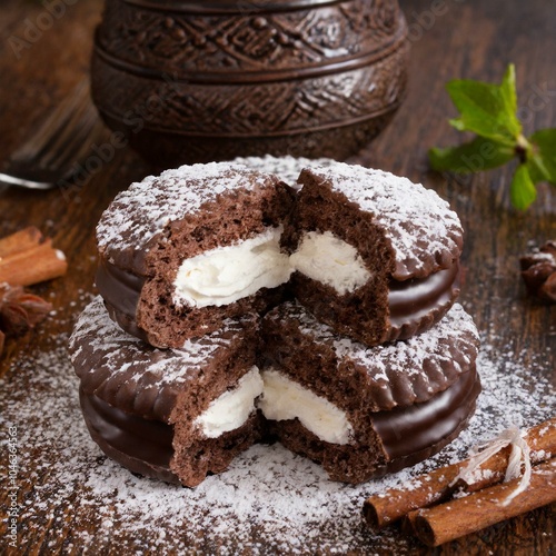 chocolate cake with nuts and raisins