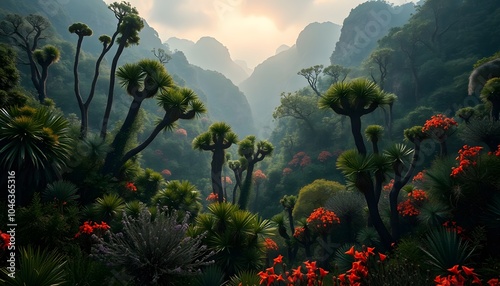 Breathtaking, High Fantasy, Desert Forest, Vibrant Flora, Golden Hour, Studio Lighting, Highly Detailed, Dramatic Depth of Field, Light and Shadow, Meticulously Rendered, Stunning Perfection