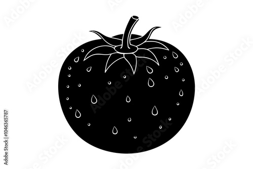 Photorealistic illustration. Tomato with water drops 