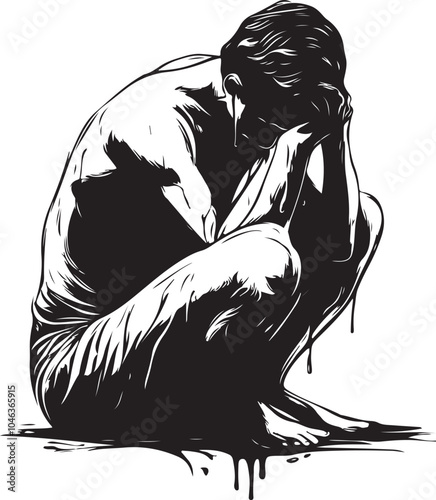 depressed man vector