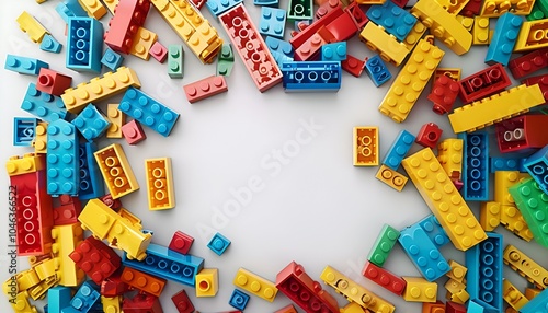 Colorful Building Blocks Frame on White Background photo