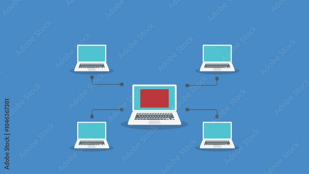 Hacker attack on multiple connected computers. Hacker attack on multiple connected computers.