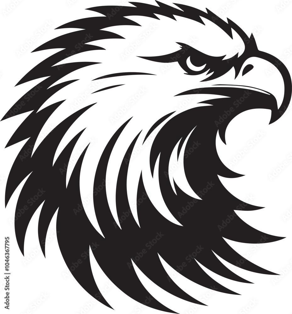 Fototapeta premium Eagle head Silhouette on white background