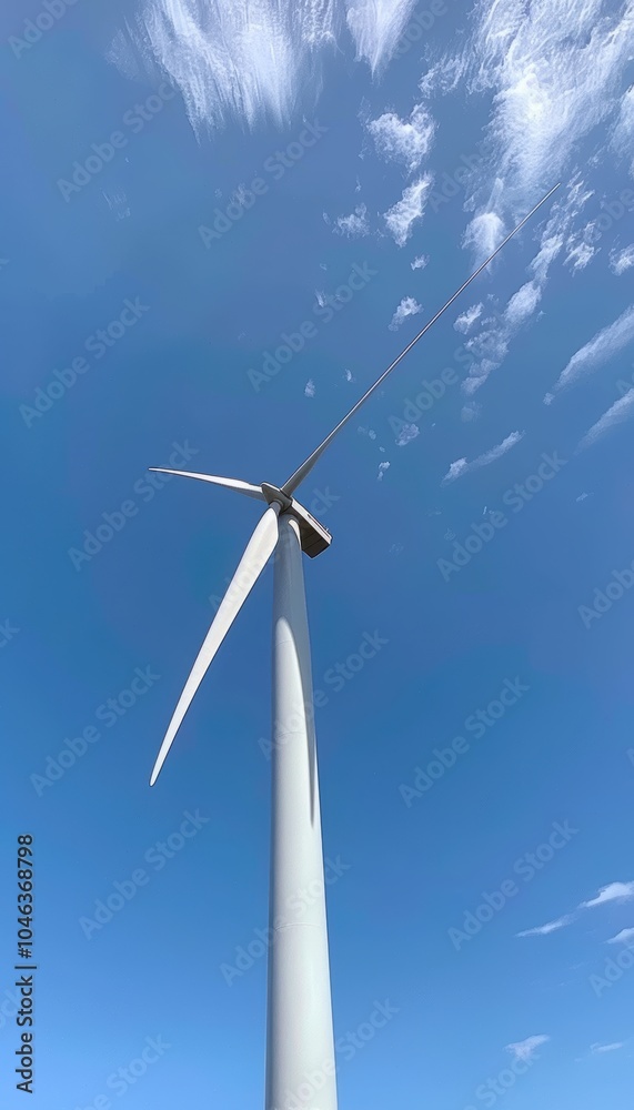 Dynamic Wind Turbine Against Blue Sky Promoting Renewable Energy Solutions Dynamic Wind Turbine Against Blue Sky Promoting Renewable Energy Solutions