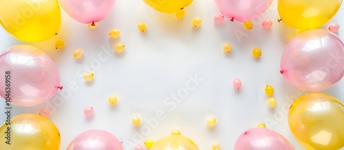 Frame of Pink and Yellow Balloons for Festive Celebration photo