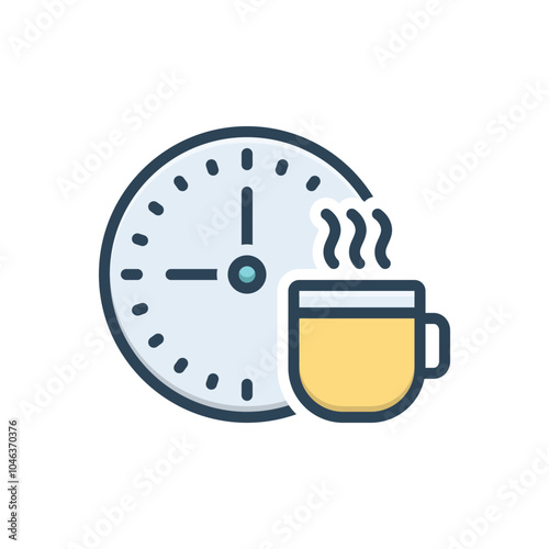 Color illustration icon for coffee break