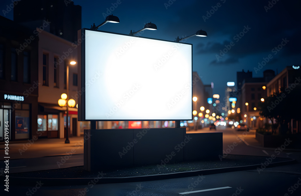 Night street mockup billboard with urban background and copy space Night street mockup billboard with urban background and copy space