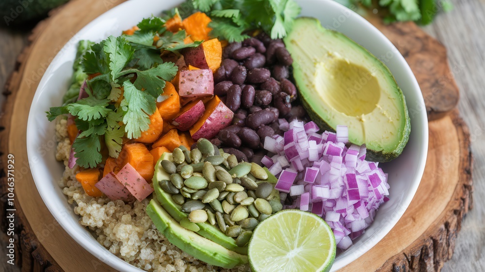 Vibrant Vegan Salad Bowl with Avocado, Black Beans, and Fresh Herbs Vibrant Vegan Salad Bowl with Avocado, Black Beans, and Fresh Herbs