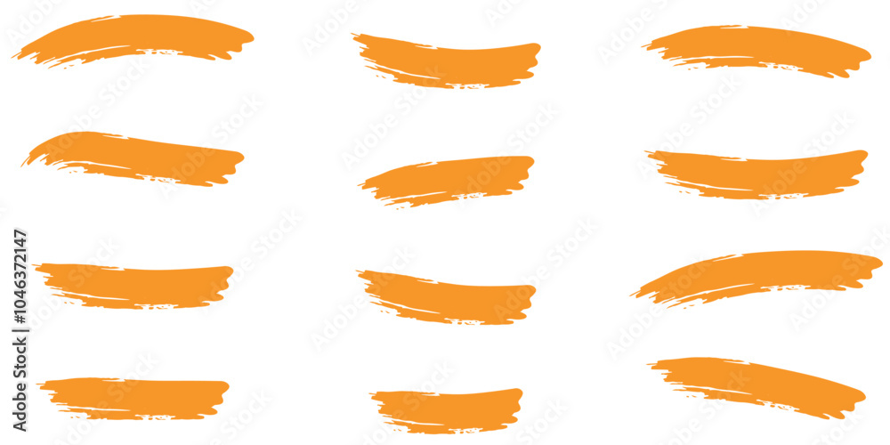 Collection of black brushstrokes and circles on a white background. Collection of black brushstrokes and circles on a white background.