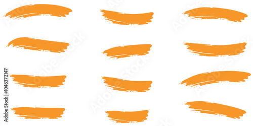 Collection of black brushstrokes and circles on a white background.