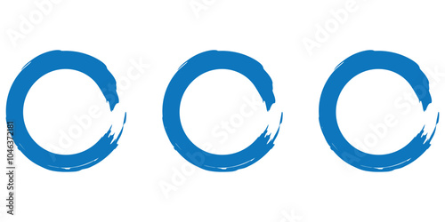 Grunge circles brush set. Black circle frames. Round line of black paint. Grunge round shapes. Circular ink brush stroke fro design elements. Vector illustration.