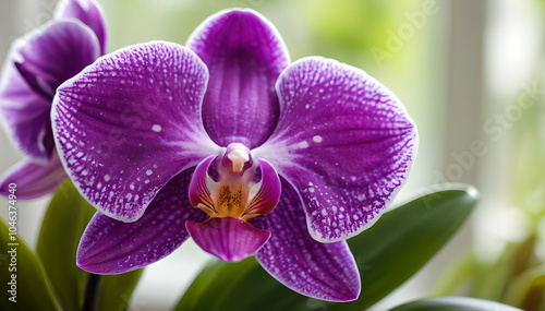 Purple Perfection - Speckled Phalaenopsis Orchid in Bloom photo