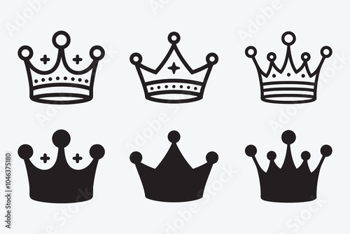 Crown icon set. Collection of crown silhouette. Linear and silhouette icons. premium Icon.