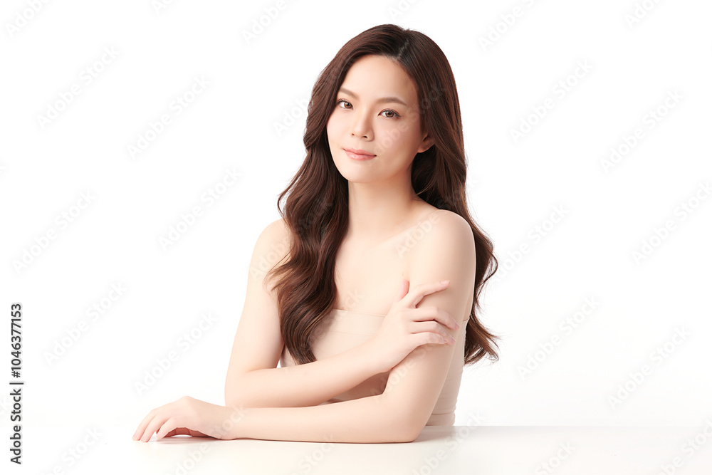 Beautiful young asian woman with clean fresh skin on white background, Face care, Facial treatment, Cosmetology, beauty and spa, Asian women portrait. Beautiful young asian woman with clean fresh skin on white background, Face care, Facial treatment, Cosmetology, beauty and spa, Asian women portrait.