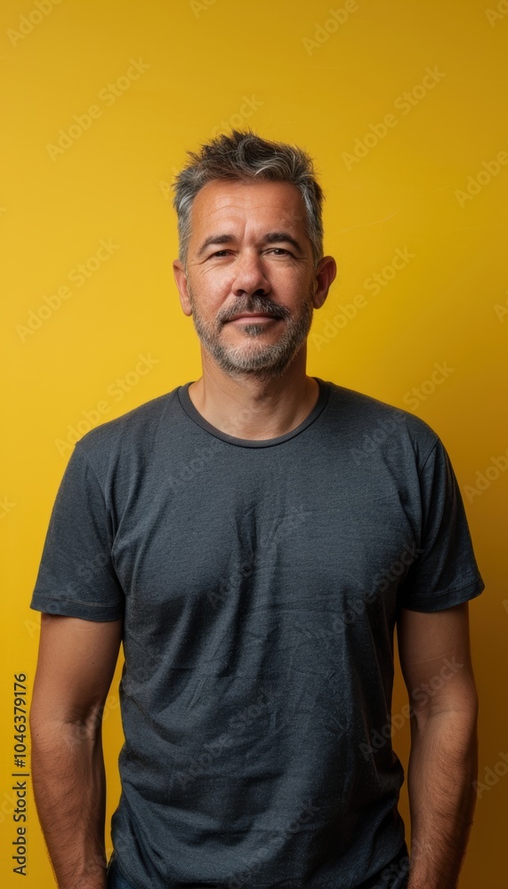 Relaxed Mature Man Against Yellow Background - Portrait for Professional Use and Design Relaxed Mature Man Against Yellow Background - Portrait for Professional Use and Design