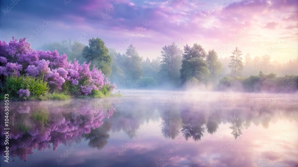 Soft lilac hues blend seamlessly into a blurred background of morning fog with delicate droplets of dew, landscape, atmosphere, lilac, mist, soft focus Soft lilac hues blend seamlessly into a blurred background of morning fog with delicate droplets of dew, landscape, atmosphere, lilac, mist, soft focus