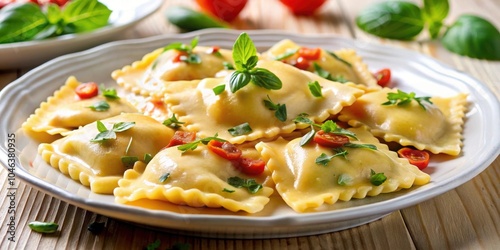 Delicious ravioli filled with a savory mixture of meat or vegetarian ricotta, salt, and spices, ravioli, pasta