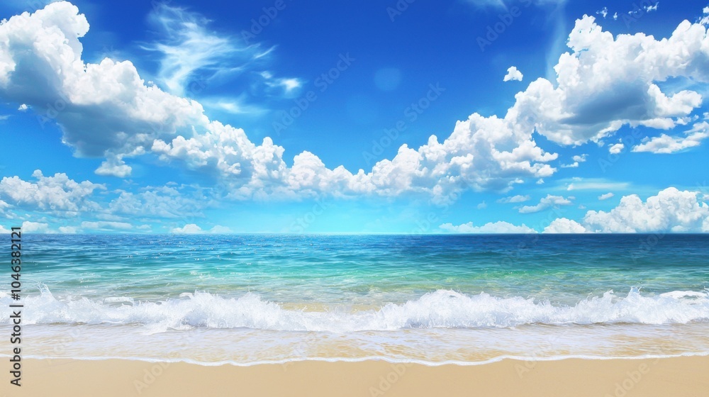 Fototapeta premium Azure Horizon: Sky Meets Sea in High-Definition
